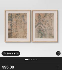 (Set of 2) 24" × 30" Textured Fabric Framed Wall $50  New