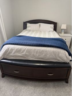 Queen Bed with Storage + Mattress + Matching Dresser Set