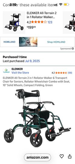 ELENKER All-Terrain 2 in 1 Rollator Walker...