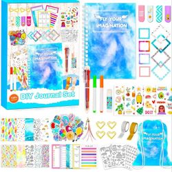 DIY Journal Set for Girls Ages 8 9 10 11 12 13 14 Year Old, Cool Birthday Gifts for Teen Girls, Cute Journaling Art Crafts for Kids, Personalized Diar