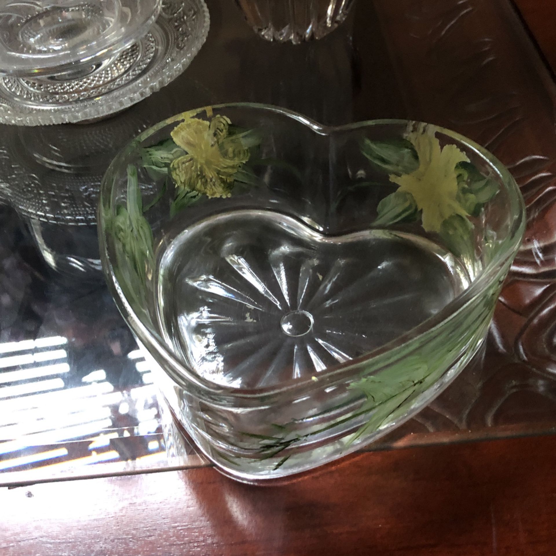 6” Glass Vase - Heart shaped 2”H X 6” W