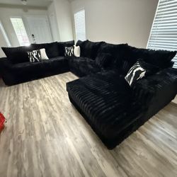 Oversize Black Sectional 