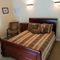 Queen Sleigh Bed  & Mattress-Box Spring