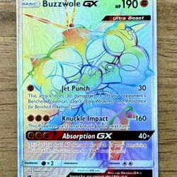 Pokémon Buzzwole GX 115/111 Secret Rare Rainbow Full Art Crimson Invasion