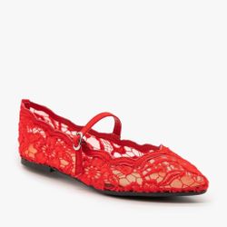 Bamboo Goodness-49S Red Adorable Lace Flats Size 6.5 Brand New (More Sizes)