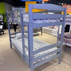 Twin Twin Grey Bunkbed With Orthopedic Mattress Included!