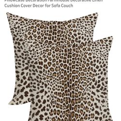 Set Of 2 Cheetah Print PILLOW CASES- 20"x20"