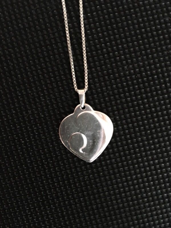 18in sterling silver chain and mother child pendant