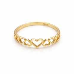 10K Yellow Gold Heart Ring Size 7.25 Dainty Stackable Band