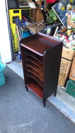 Mid century Record holder LP vinyl USA solid wood