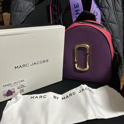 Marc Jacobs Pack Shot Leather Backpack Pink Purple