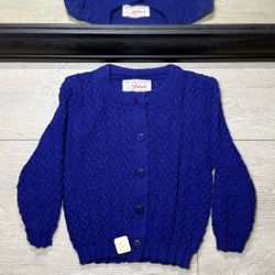 New Vintage 1970s Kids / Toddlers Navy Sheri 100% Acrylic Knitted Button Up Cardigan Sweater