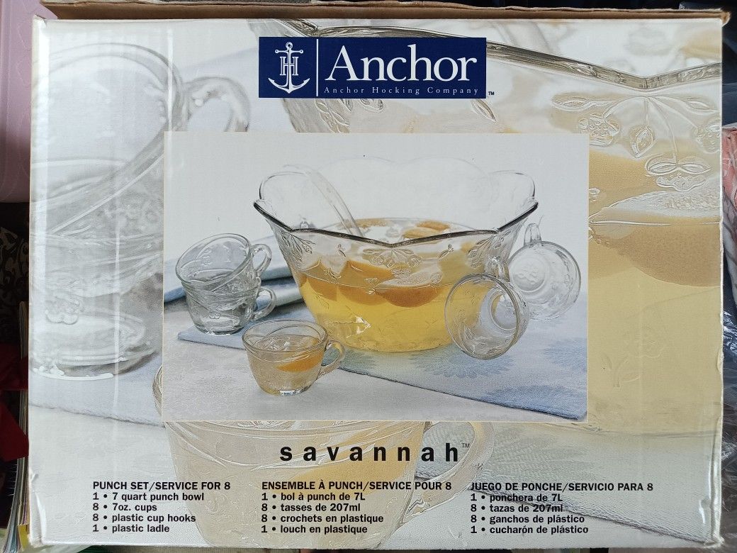 Anchor Hocking Savannah Punch Bowl Set