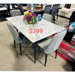 5 Piece Faux Marble Top Dining Table Set - Limited Time Offer