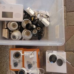 Huge Mixed Lot Of CCTV Bullet Video Cameras, Alarm Board, Sensors ....