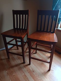 Pair Of Wooden Bar Stools