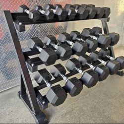 NEW DUMBBELL SET 5-50 WITH RACK 