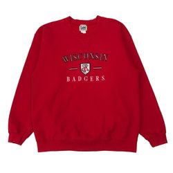 Vintage Wisconsin Badgers Sweatshirt Mens Medium M Red Crewneck Pullover NCAA