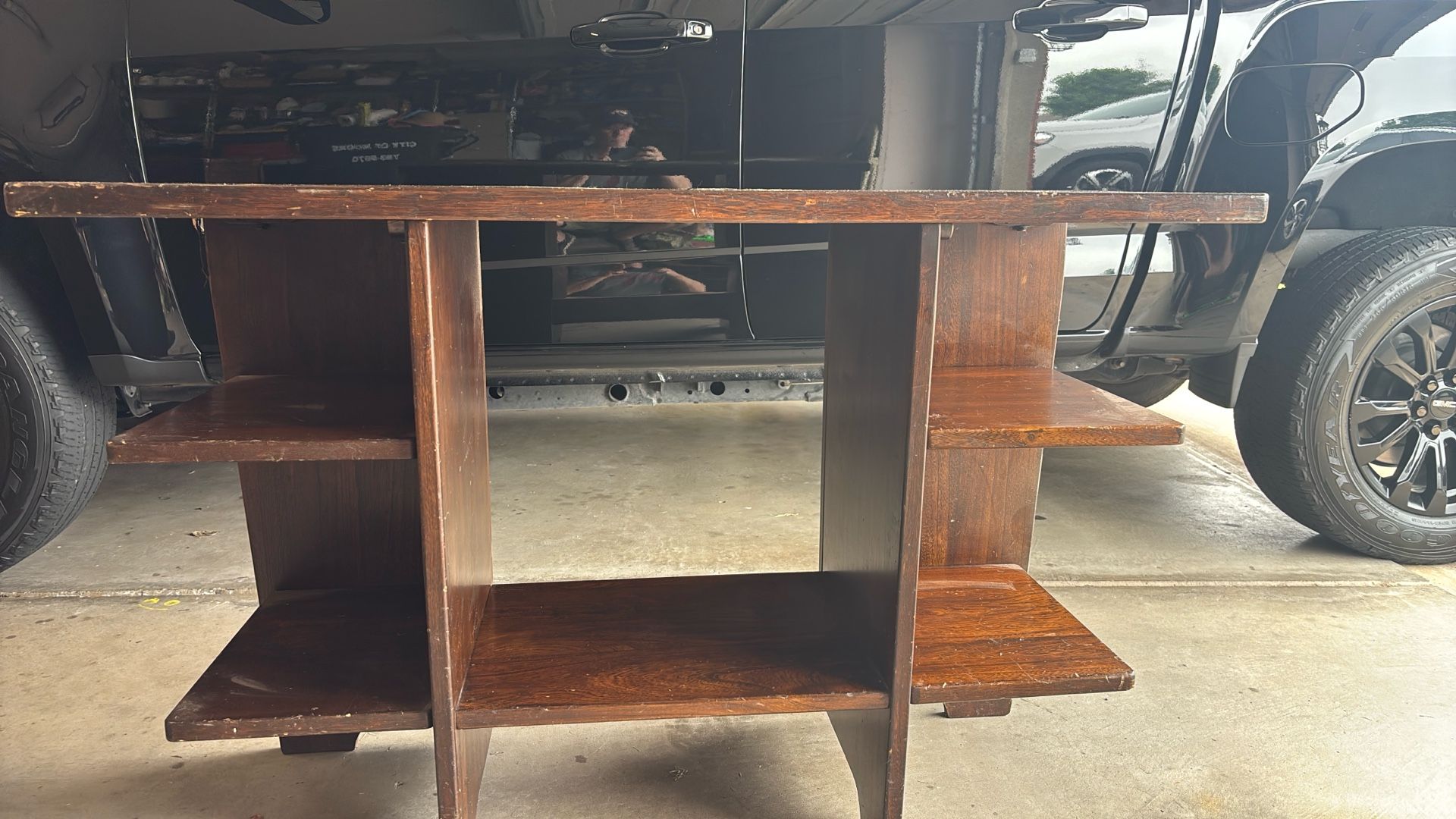 Open Shelf Wood Hallway Cabinet
