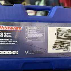 WESTWARD Socket Wrench Set: 1/4 in, 3/8 in, 1/2 in Drive, 183 Piece, 6-Point, Metric/SAE
