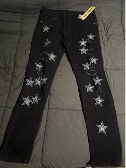 Watson Black and silver star-embellished skinny jeans  #goth