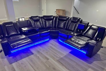 LED sectional recliners $54 down no credit needed to take it home same day🔥🔥🔥