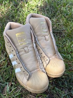 Adidas Pro Model 'Khaki' high-top shoes Men 6.5 Sneakers No Shoe Strings Preowned in good condition Pet & Smoke Free Home. Check photos for any flaw