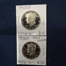 Kennedy Half Dollar Copper Proof 1978, 1998 S 