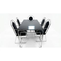 NY: Mid-Century Chrome Dining Set (5 Pcs)