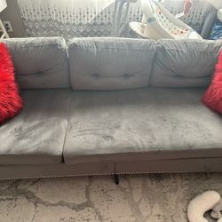 L-shaped Velvet Convertible Sectional 3 Seat Sofa Couch 