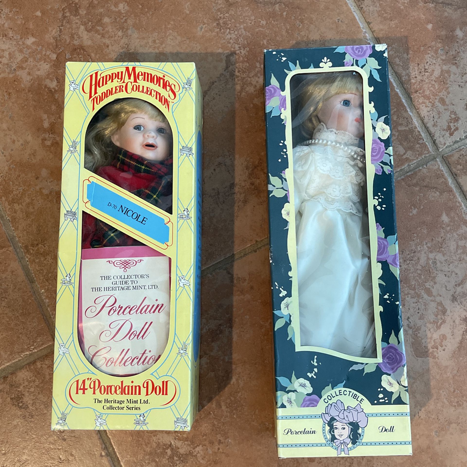 Two Porcelain Dolls, Collectible, Never Used 