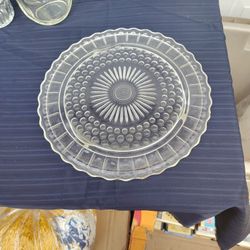 Federal Glass Sunflower Cake Plate 