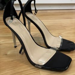 Clear Strap Black Heels Size 7.5