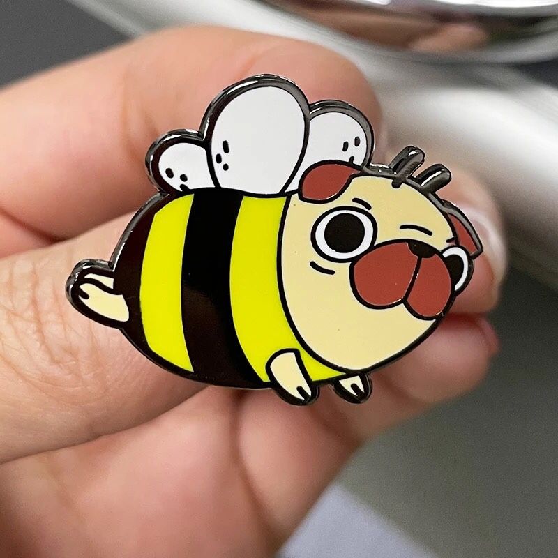 Pug Yellow Bee Enamel Pin Cute Fat Yellow Jacket Kawaii Dog