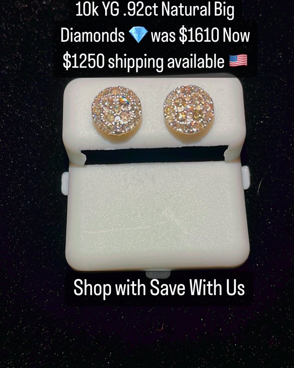 10k Gold .92ct Big Round Diamond Earrings 