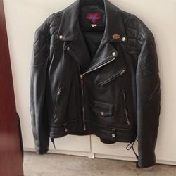 Large Leather Motorcycle Jacket Size44
