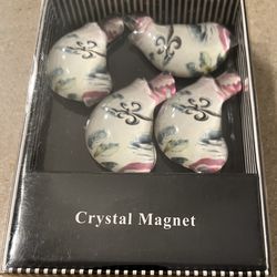 CRYSTAL MAGNETS SET OF 4 NEW 