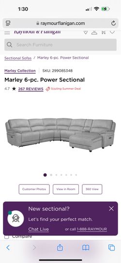 Large Gray Reclining Sectional Sofa with Console & Cup Holders
