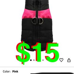 Water Resistant Warm Dog Clothes Pet Coat Winter Vest Padded Zipper Jacket Dog Clothing for Small Medium Big Dogs Outfit(Pink,5X-Large)