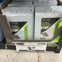 Defend Bubble Mailers Size #0 White Poly 25 Pack 