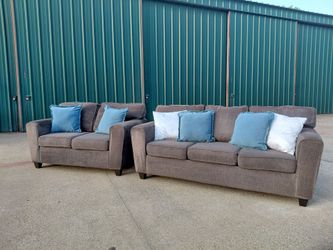 Gray Fabric Sofa and Loveseat Set