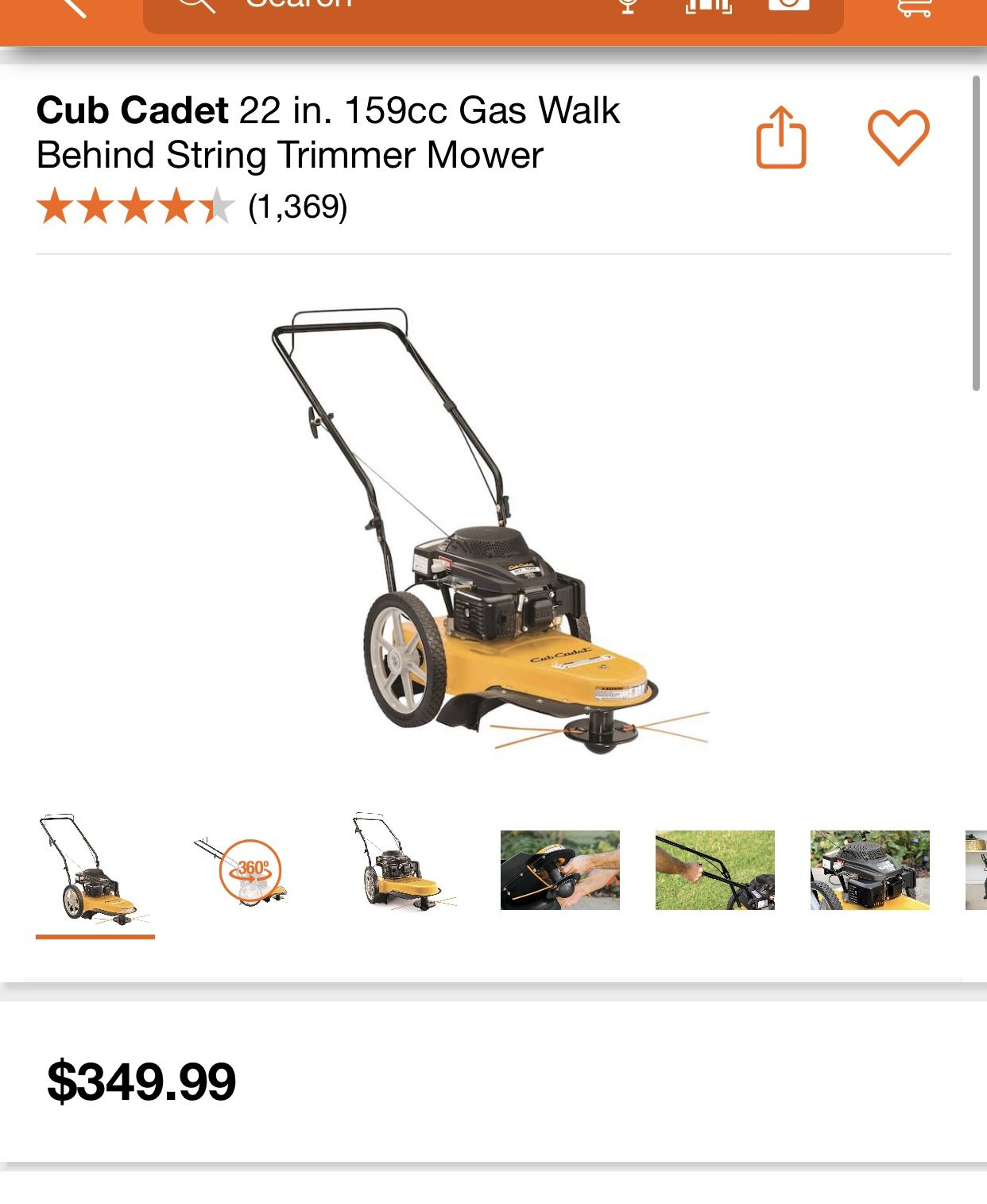 Cub Cadet 22 in. 159cc Gas Walk Behind String Trimmer Mower