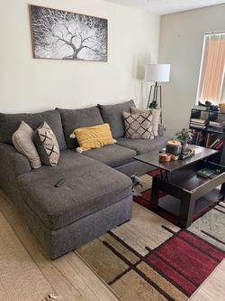 Grey couch with chaise lounge