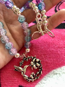 Humming Bird Pendant Necklace with  Glass Beads  / New handmade jewelry  Welcome to  Eva ‘s Page 