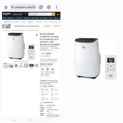 BLACK+DECKER 10,000 BTU Portable Air Conditioner up to 450 Sq.Ft. with Remote Control,White
