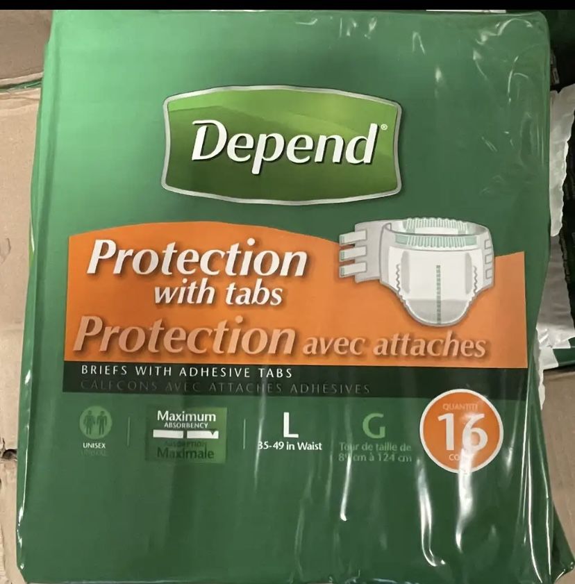 Depends Large 16ct Tabbed Briefs Adult Diapers Incontinence