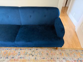 Velvet Convertible Blue Sofa