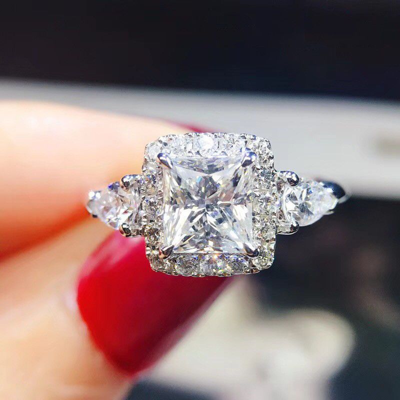 "Beautiful Pure Princess Cut CZ Square Romantic Wedding Ring for Women, K860
 
 