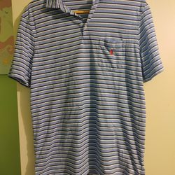 Polo Ralph Lauren Men’s Polo Shirt Size M Medium Blue Striped Red Horse