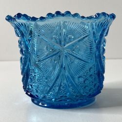 Vintage Kemple Yutec Dark Blue Pressed Star and Fan Open Sugar Dish